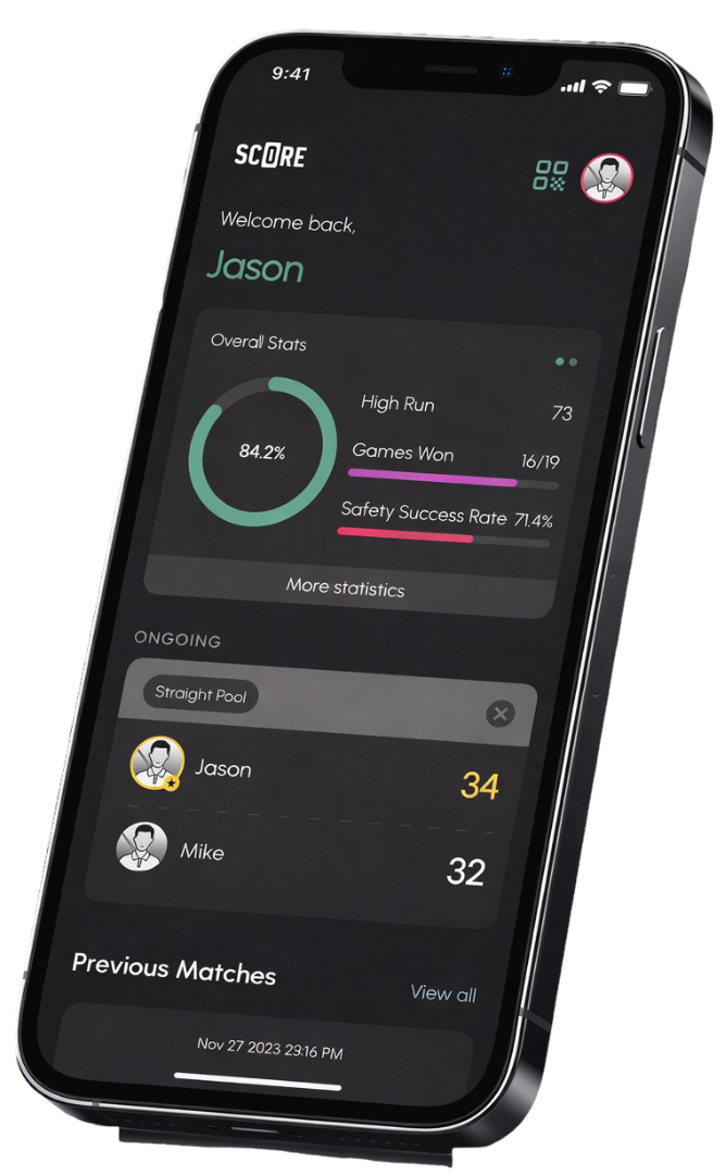 Straight Pool Scorekeeper App Interface